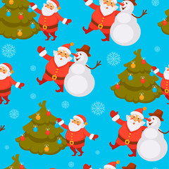 Wall Mural - Santa Claus seamless pattern winter character having fun vector