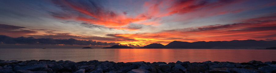 Wall Mural - Sunset at the Sea - Gulf of La Spezia Italy