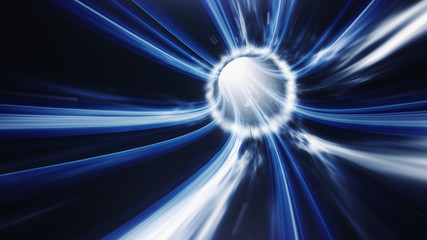 3d render Blue Wormhole time vortex space