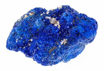 raw azurite (chessylite) stone on white