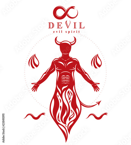 czerwona-sylwetka-diabla-na-bialym-tle