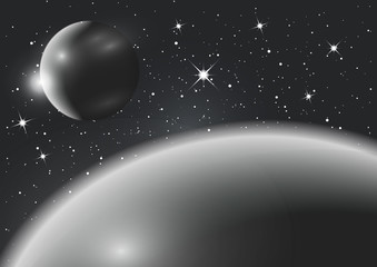 Wall Mural - fantastic background of outer space with planets, sky and stars. vector illustration.
