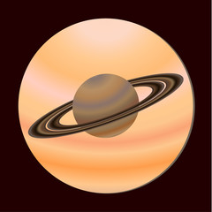 Wall Mural - the icon of the planet saturn view from the porthole. space design. vector illustration in flat styl