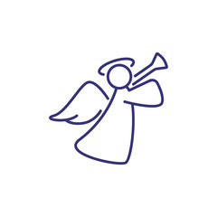Poster - Christmas decoration of angel line icon. Xmas, celebration symbol, Christianity. Holiday concept. Vector illustration can be used for topics like traditional holiday, religion, design