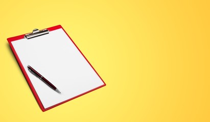 Sticker - Blank  clipboard with a pen isolated on white background