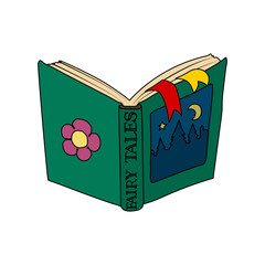 Sticker - vector open book fairytale story