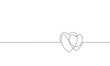© LuckyStep - Two hearts love romantic single continuous line art. Heartbeat passion date relationship couple silhouette concept design one sketch outline drawing white vector illustration