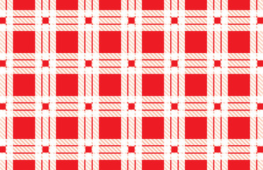 Red and white tartan plaid pattern.Vector illustration.