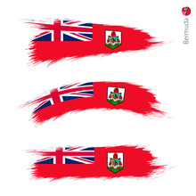 Set Of 3 Grunge Textured Flag Of Bermuda