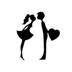 kissing couple of young lovers . romantic couple silhouette. lovers woman and man kissing. silhouett