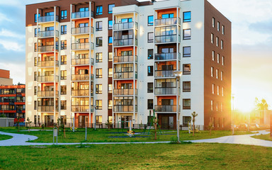 Apartment house residential building outdoor sun light concept