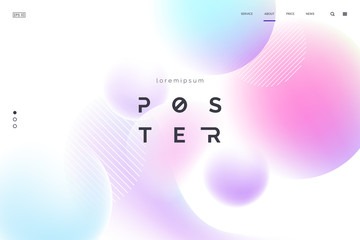 Poster - Vector background with abstract neon shapes in gradient pastel colors. Poster with blurred effect. Asymmetric composition. Applicable for landing page, invitation, advertisement. Eps 10