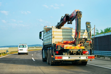 Sticker - Truck with crane on highway road Slovenia