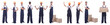 © ASDF - panoramic collage of skilled handyman isolated on white