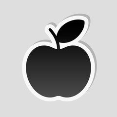 Simple apple icon. Sticker style with white border and simple sh