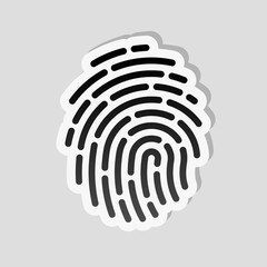 Poster - Fingerprint. Simple icon for logo or app. Sticker style with whi