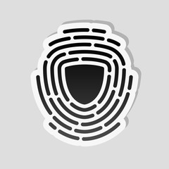 Wall Mural - Shield in fingerprint. Logo of protect private id. Security icon