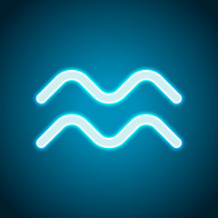 Poster - Astrological sign. Aquarius simple icon. Neon style. Light decor