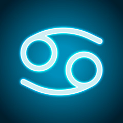 Poster - Astrological sign. Cancer simple icon. Neon style. Light decorat