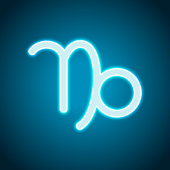 Poster - Astrological sign. Capricorn simple icon. Neon style. Light deco