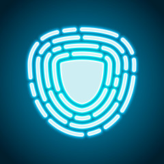 Poster - Shield in fingerprint. Logo of protect private id. Security icon
