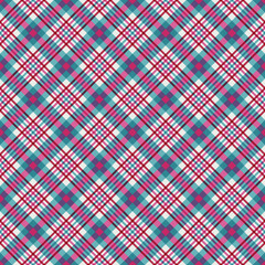 Wall Mural - Pink and Blue Plaid Seamless Pattern - Whimsical plaid design in fun colors for Christmas