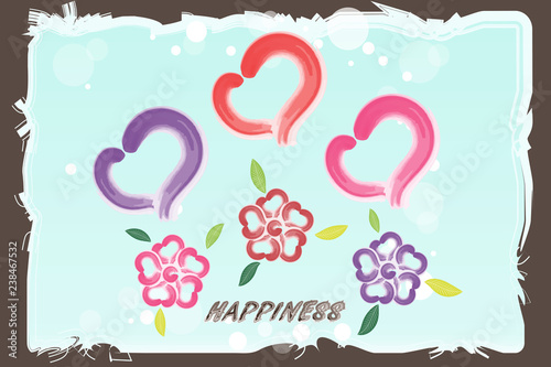 Fotografie, Obraz Floral watercolor love heart greetings card