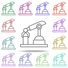 Poster - robot in production icon. Elements of intelligence in multi color style icons. Simple icon for websites, web design, mobile app, info graphics