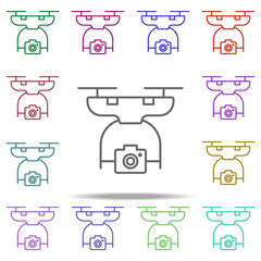 Poster - drone with camera icon. Elements of intelligence in multi color style icons. Simple icon for websites, web design, mobile app, info graphics