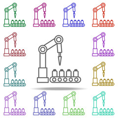 Poster - robot in production icon. Elements of intelligence in multi color style icons. Simple icon for websites, web design, mobile app, info graphics