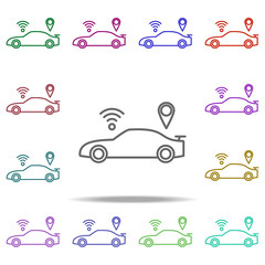 Poster - smart car icon. Elements of intelligence in multi color style icons. Simple icon for websites, web design, mobile app, info graphics