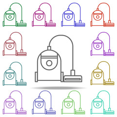 Poster - a vacuum cleaner icon. Elements of intelligence in multi color style icons. Simple icon for websites, web design, mobile app, info graphics