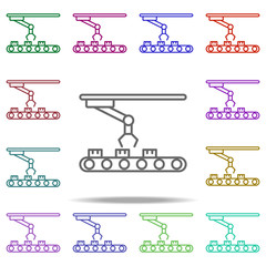 Poster - robot in production icon. Elements of intelligence in multi color style icons. Simple icon for websites, web design, mobile app, info graphics