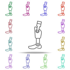 Poster - leg prosthesis icon. Elements of intelligence in multi color style icons. Simple icon for websites, web design, mobile app, info graphics