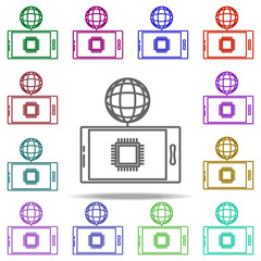Aufkleber - chip in phone icon. Elements of intelligence in multi color style icons. Simple icon for websites, web design, mobile app, info graphics