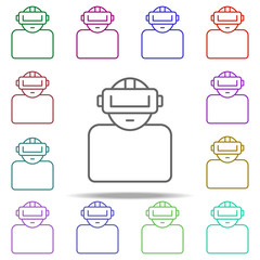 Poster - a man in virtual reality glasses icon. Elements of Virtual Reality in multi color style icons. Simple icon for websites, web design, mobile app, info graphics