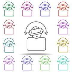 Poster - a man in virtual reality glasses icon. Elements of Virtual Reality in multi color style icons. Simple icon for websites, web design, mobile app, info graphics