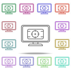 Aufkleber - game in the monitor icon. Elements of Virtual Reality in multi color style icons. Simple icon for websites, web design, mobile app, info graphics