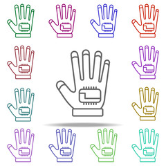 Poster - virtual reality gloves icon. Elements of Virtual Reality in multi color style icons. Simple icon for websites, web design, mobile app, info graphics