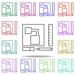 Poster - drawing icon. Elements of intelligence in multi color style icons. Simple icon for websites, web design, mobile app, info graphics