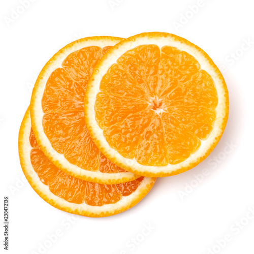 Fotografía Orange fruit slice isolated on white background closeup
