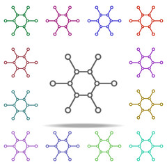 Poster - connected cells icon. Elements of intelligence in multi color style icons. Simple icon for websites, web design, mobile app, info graphics