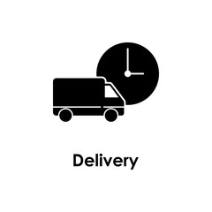 Poster - car, clock, delivery icon. One of business collection icons for websites, web design, mobile app