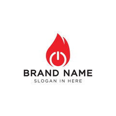 on off icon overlapping flame logo template