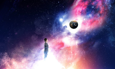Wall Mural - businessman and cosmos concept