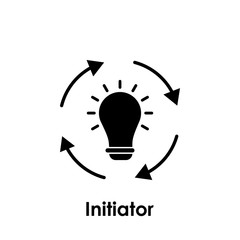 Poster - circle, arrows, bulb, initiator icon. One of business collection icons for websites, web design, mobile app