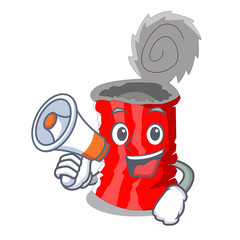 Sticker - With megaphone Tin can shape on a cartoon