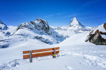 Wall Mural - Beautiful view of snow mountain Matterhorn, Zermatt, Switzerland.