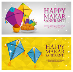 Sticker - set happy makar sankranti with kites design