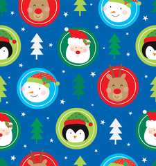 Wall Mural - cute christmas character pattern design